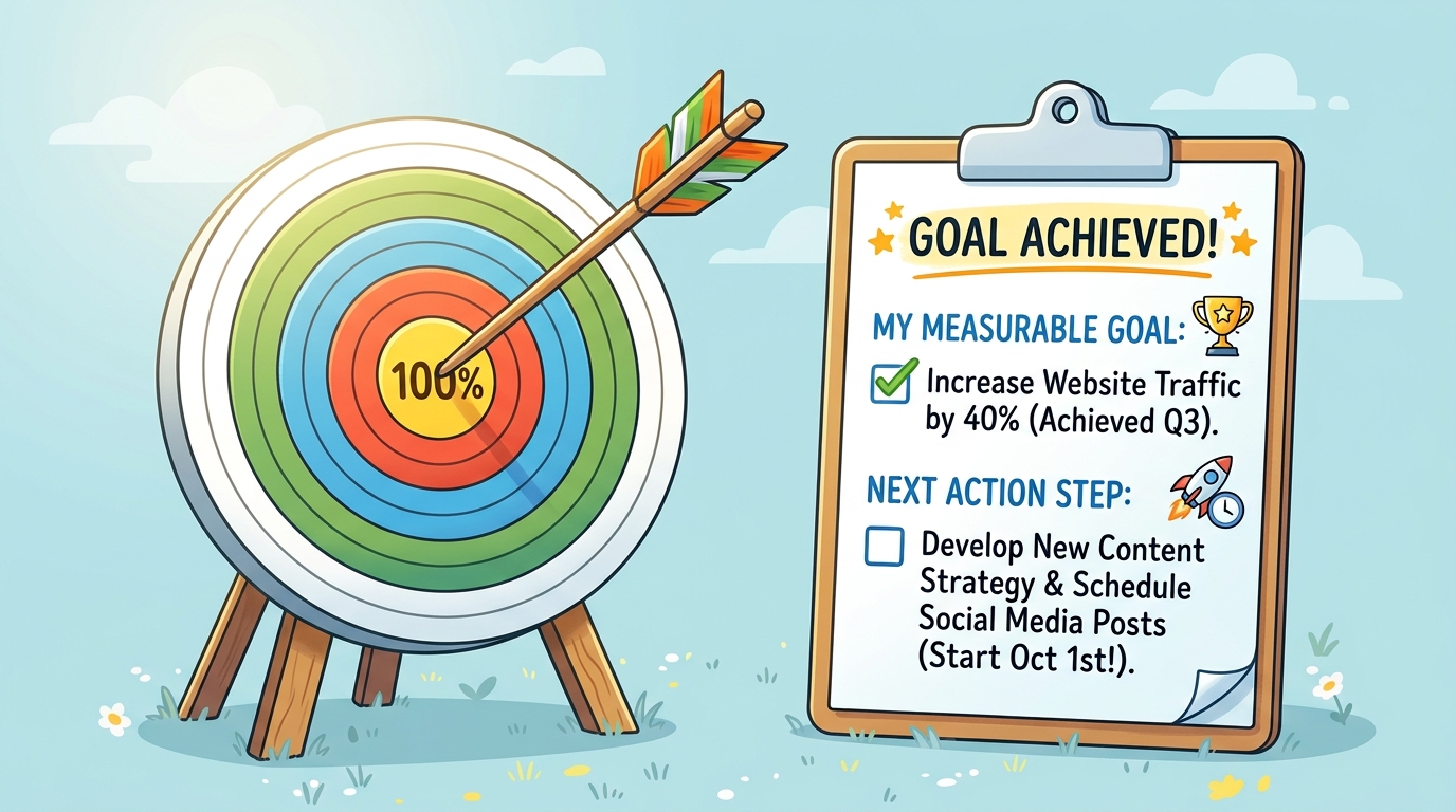 Setting a specific measurable outcome-based goal on a target