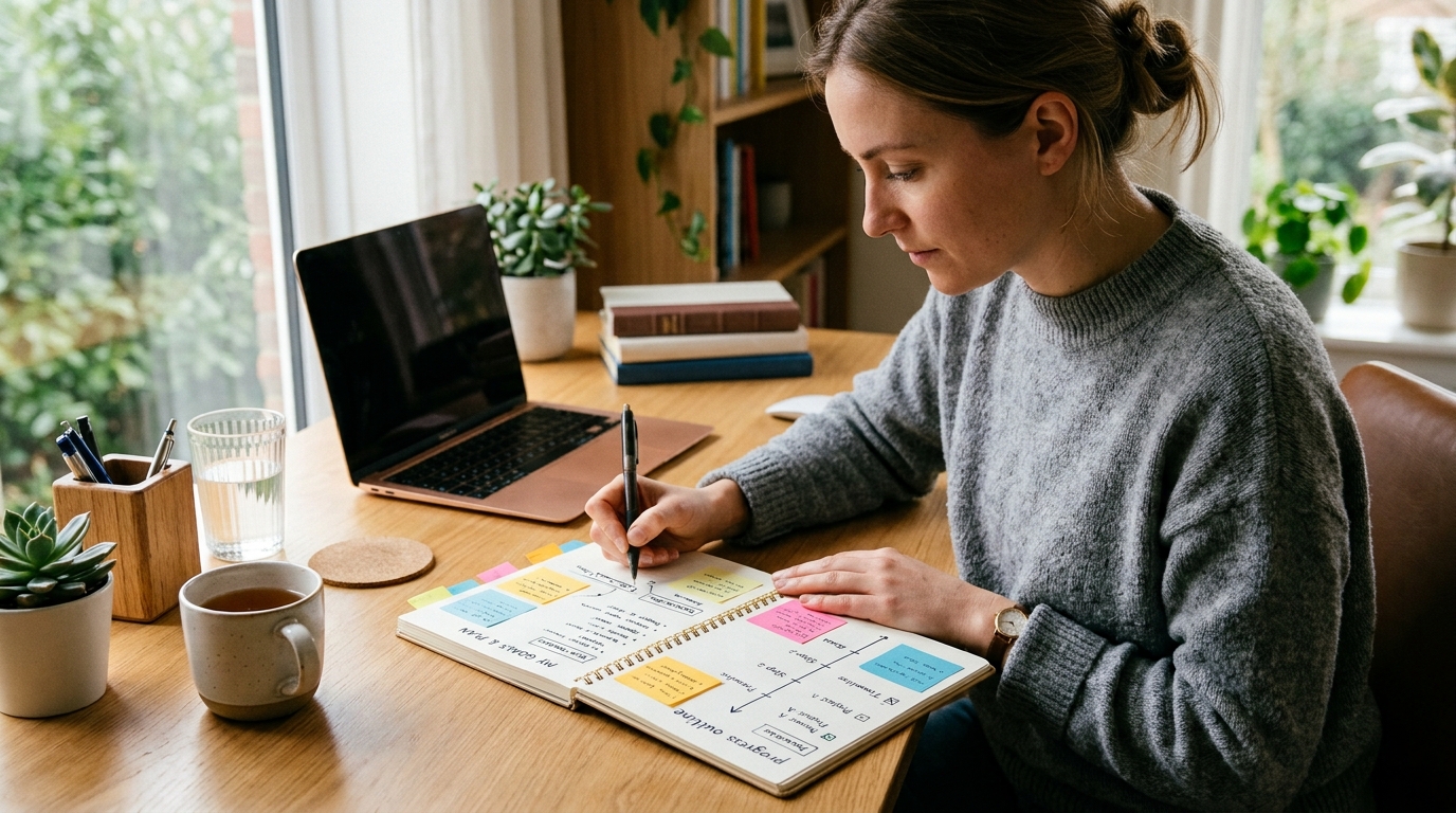 clear goal plan in notebook