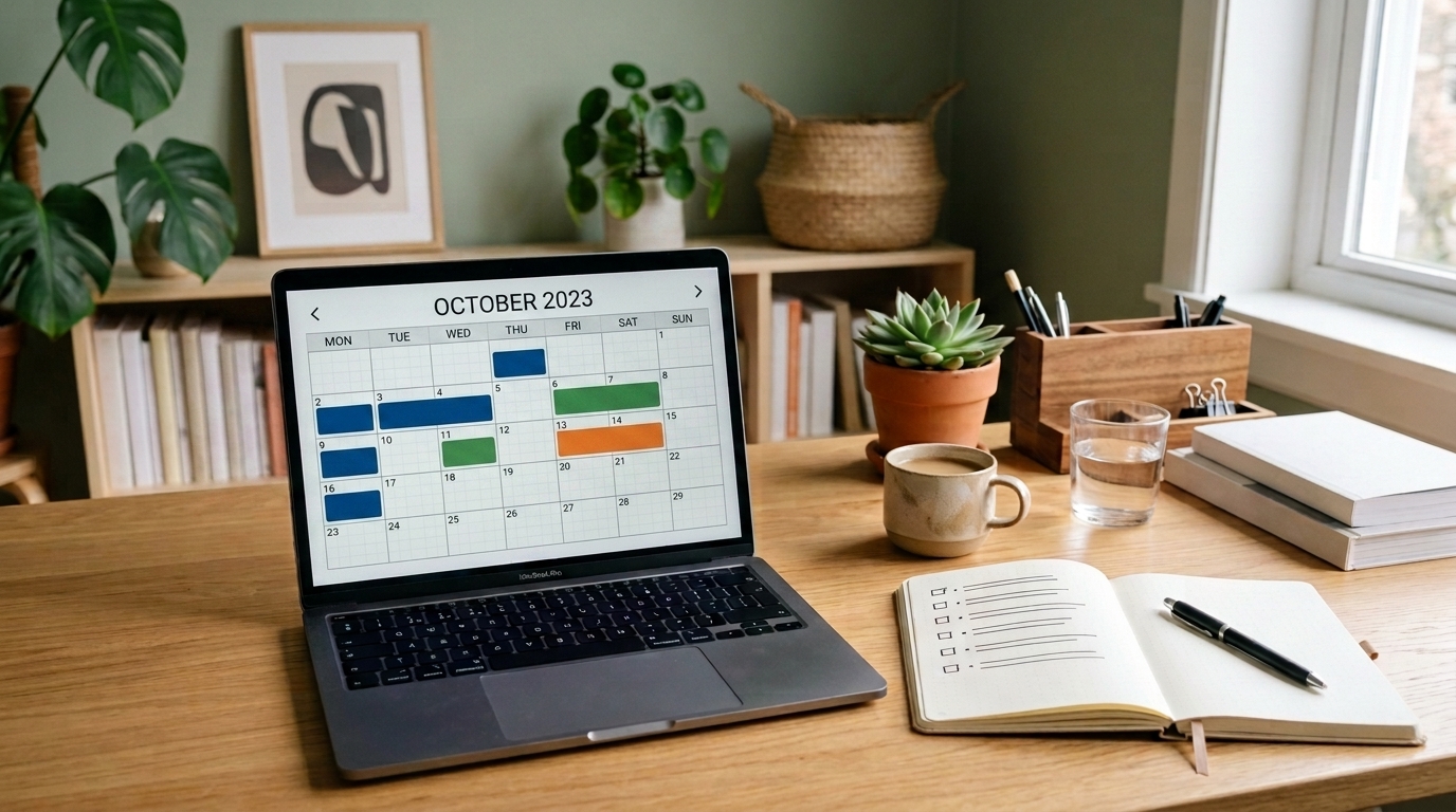 weekly calendar with focus blocks