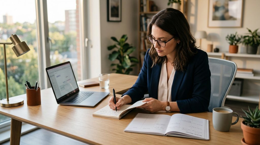 weekly goal planning at desk